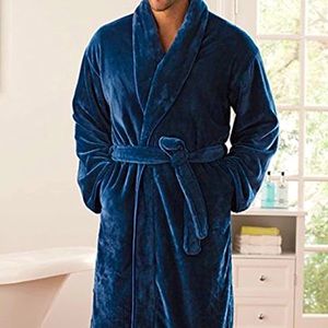 Brookstone Spa Men’s Navy Fleece Large/XL Robe